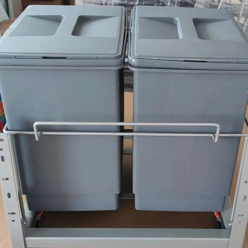 Kitchen Basket Hidden Recessed Trash Can with Lid Cabinet Big Compartment Waste Bins Sink Sorting Kitchen Storage Accessories