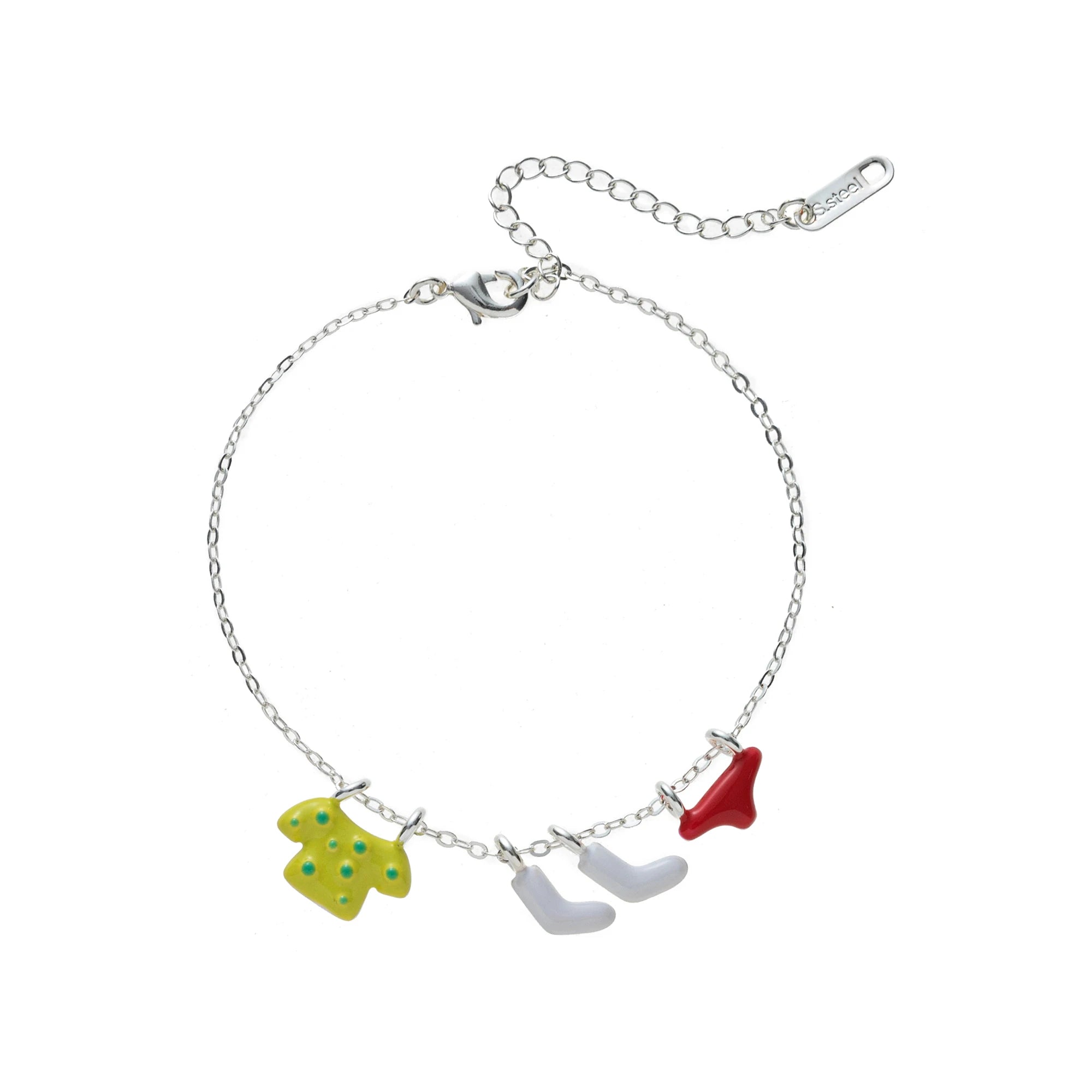 New oil dripping colored clothes, socks, underwear, trendy fashion, sweet necklace, bracelet, gold-plated