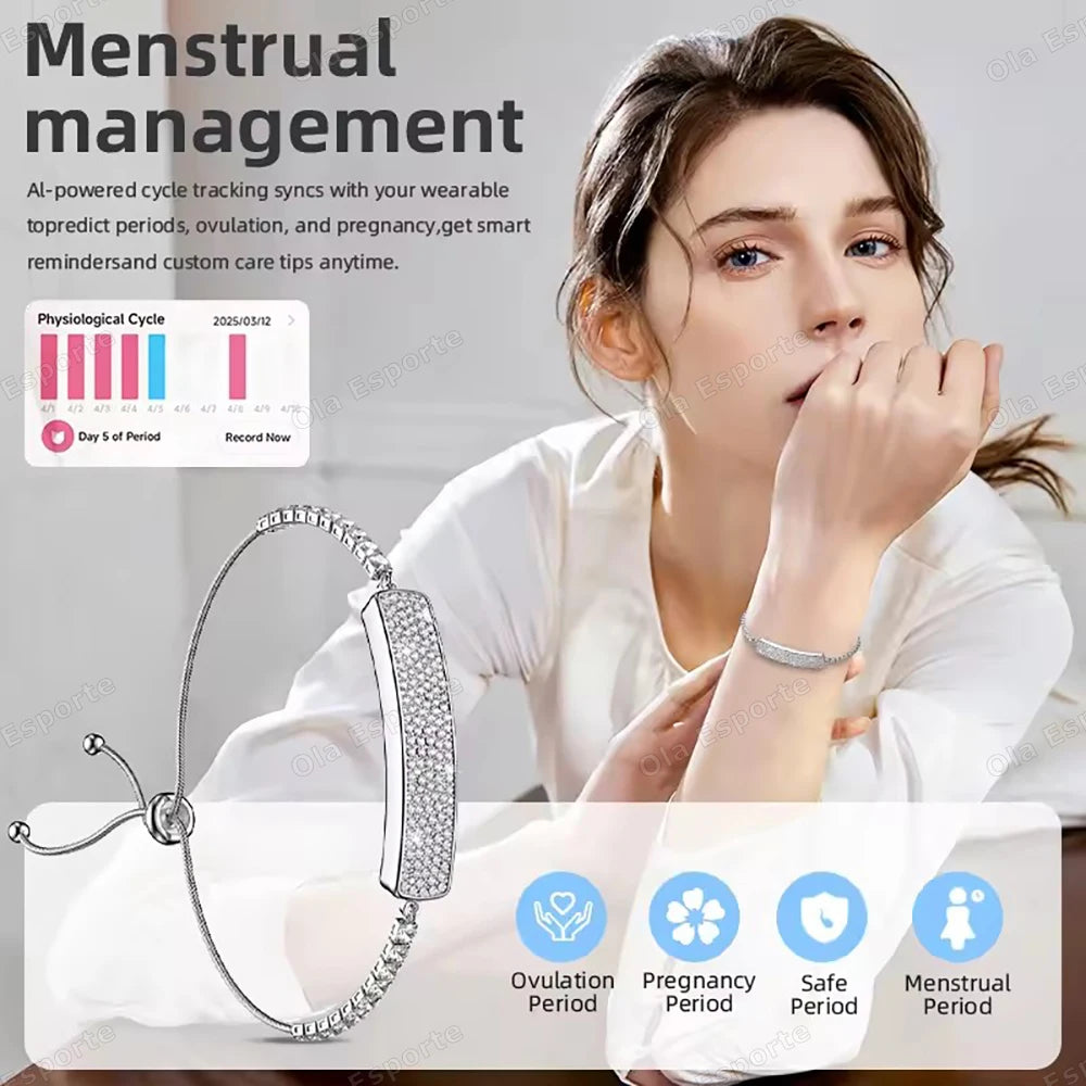 New Ladies Smart Bracelet 5.3 Bluetooth Connection 5ATM Waterproof Women's Health Heart Rate Sleep Monitoring Sports Smart Watch