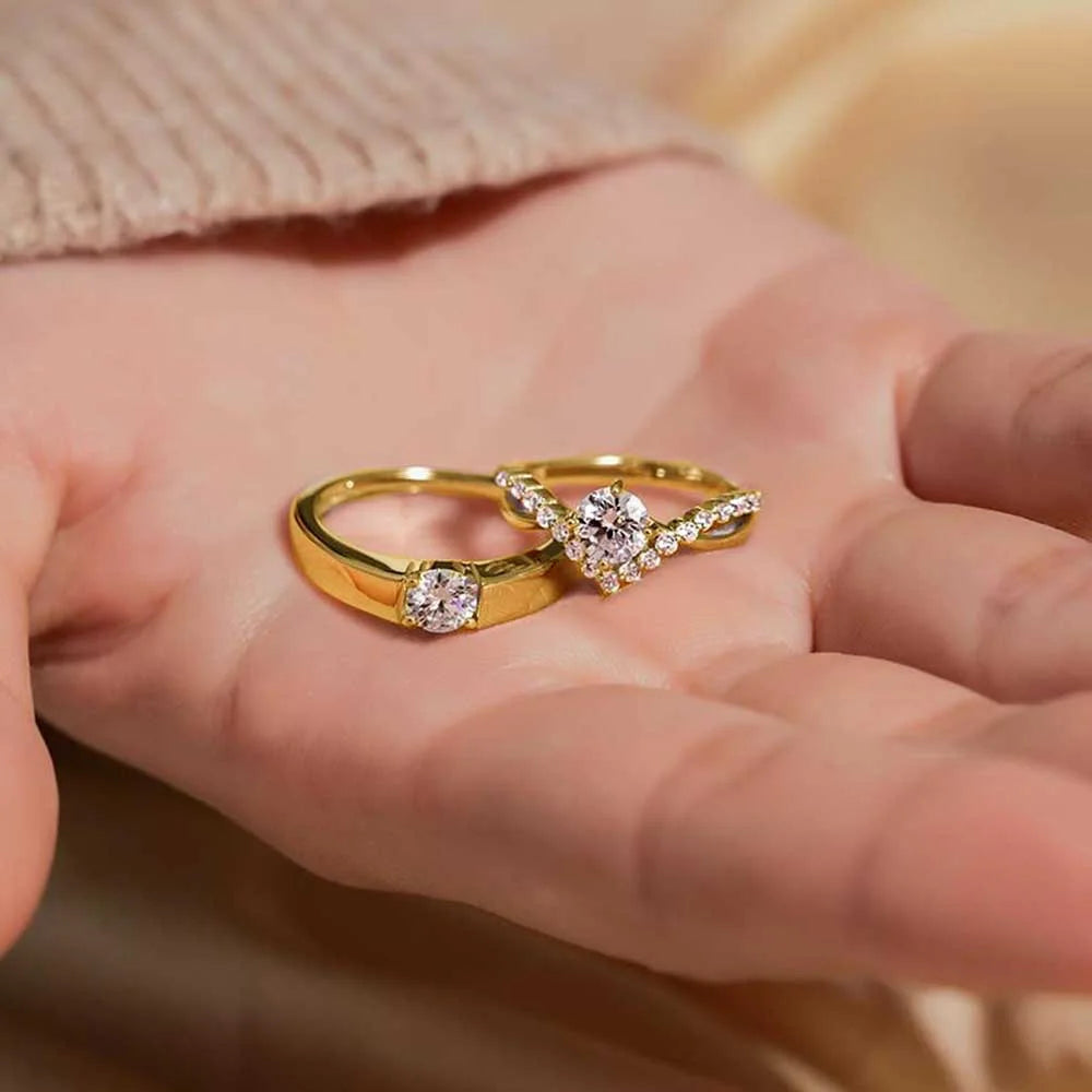 Fashion Luxury Zircon Couple Rings For Women Men Opening Adjustable Wedding Anniversary Engagement Delicate Jewelry Gifts