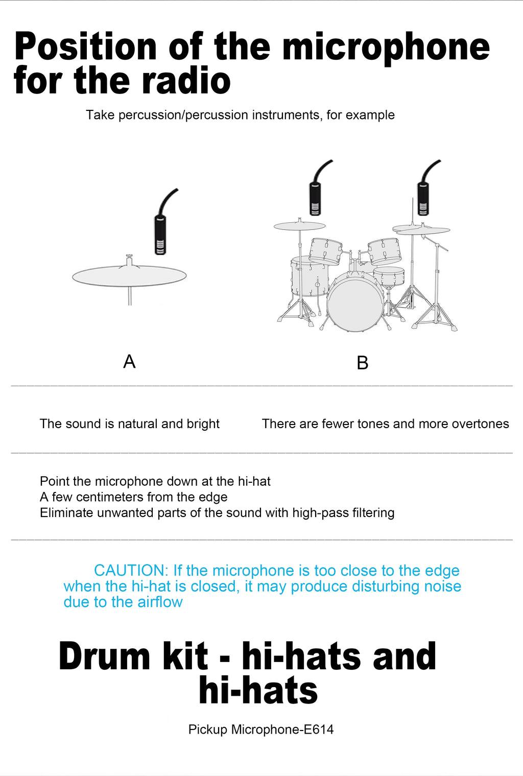 High quality E614 condenser instrument microphone cardioid instrument mic with clamp mount for Hot selling