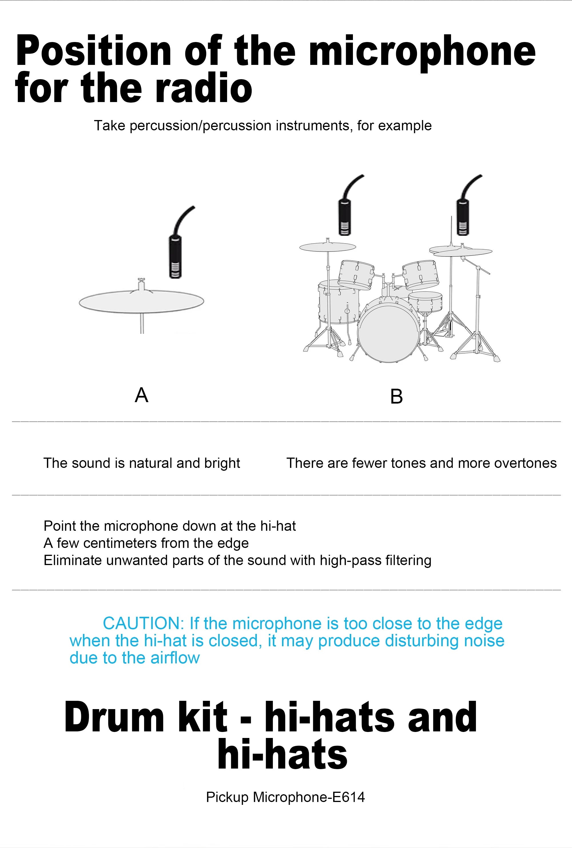 High quality E614 condenser instrument microphone cardioid instrument mic with clamp mount for Hot selling