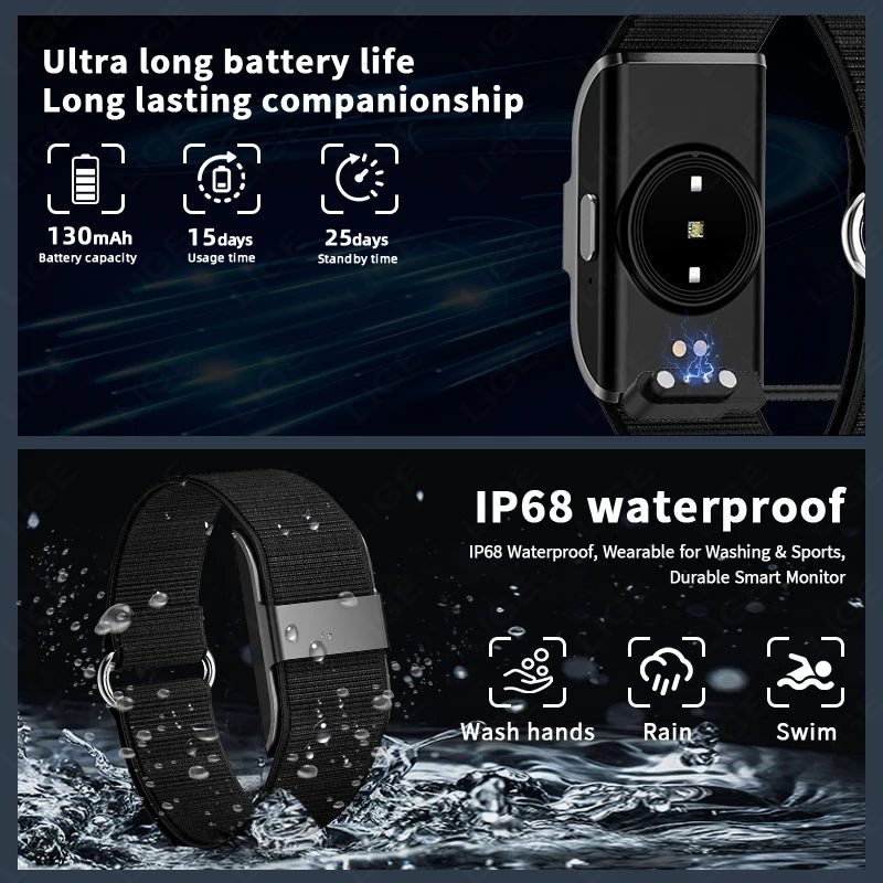 LIGE New S01 No Screen Smart Bracelet Heart RateMonitor Pedometer Waterproof Sport Fitness Tracker Men Women Electronic Bracelet