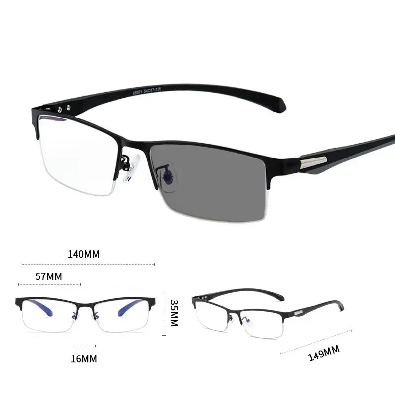 Smart Photochromic Reading Glasses for Men Trendy Presbyopia Sunglasses 2 in 1 Unisex Farsighted Eyewear Prescription +1.0 +1.5