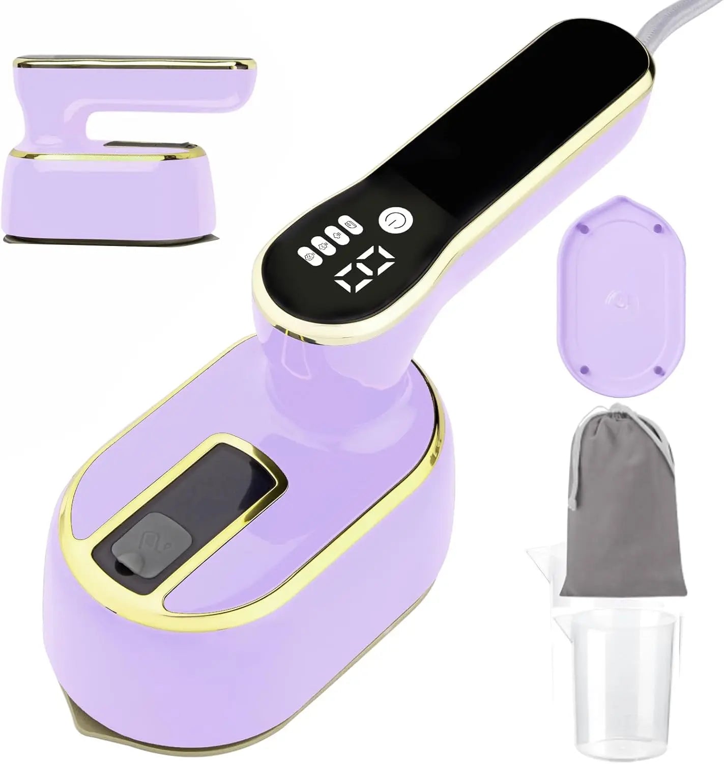 Handheld ironing machine (with steam brush), intelligent LCD electric rotary iron, portable mini iron for home and travel 6198-D