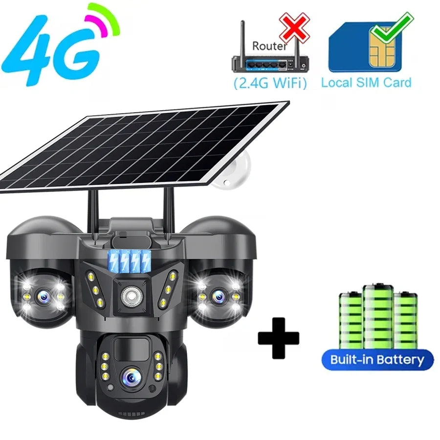 4G Solar Camera V380 Pro HD 15MP 360 Outdoor Waterproof CCTV Night Vision Two Way Audio Human Detection