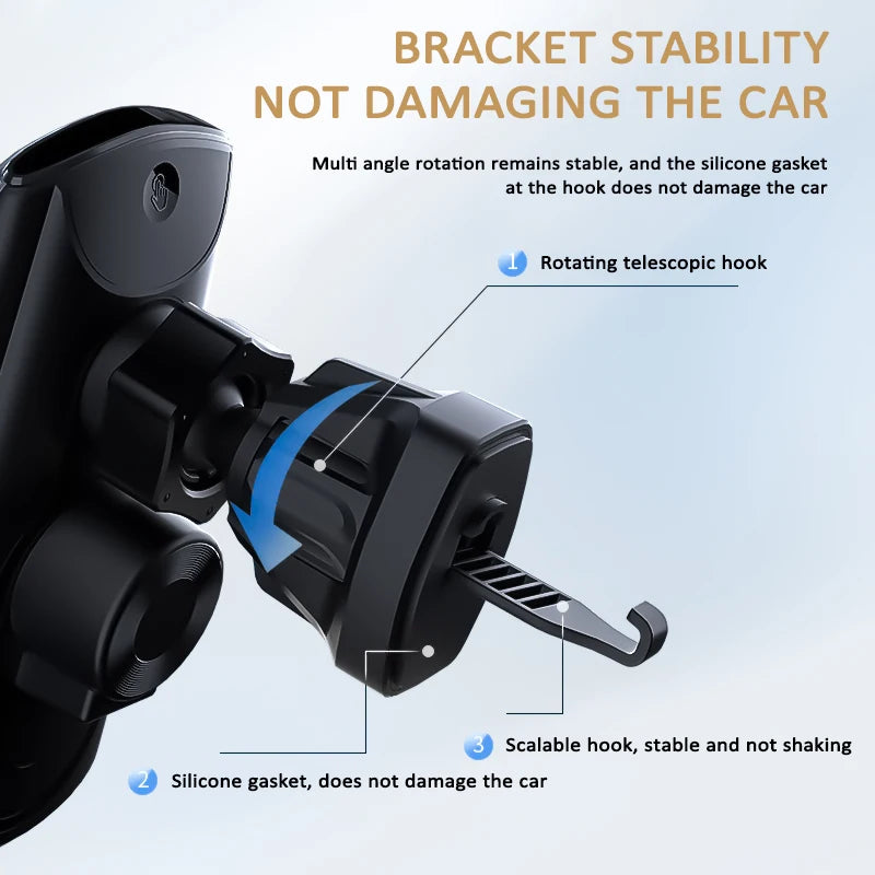 Car Phone Holder Wireless Charger For iPhone 12 13 14 15 Pro Max Sucker For Windshield Dashboard Air Vent Fast Charging Station