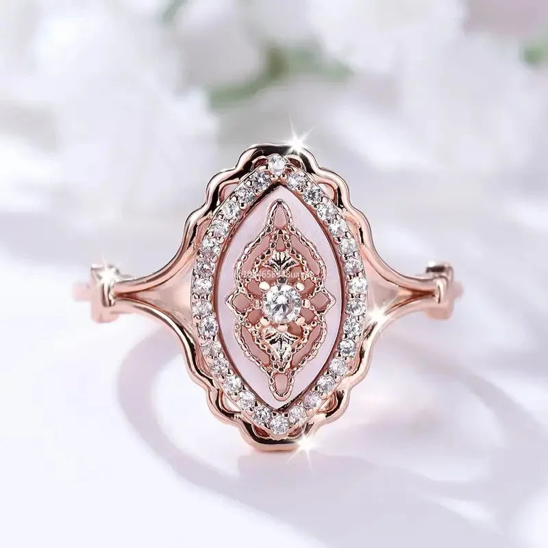 Luxury Female Small White Zircon Stone Engagement Ring Rose Gold Color Summer Wedding Jewelry for Women anillos para hombre