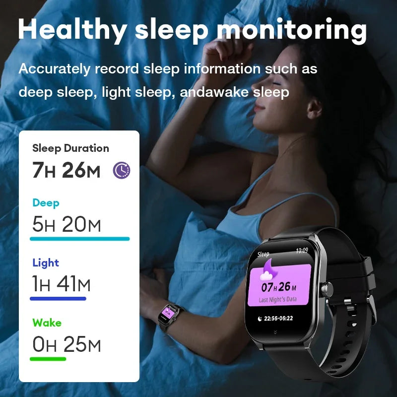 Smart Watch 2.01'' AMOLED Curved Screen IP68 Waterproof Bluetooth 5.3 Call AI Vioce Assistant Fitness Smartwatch for Men