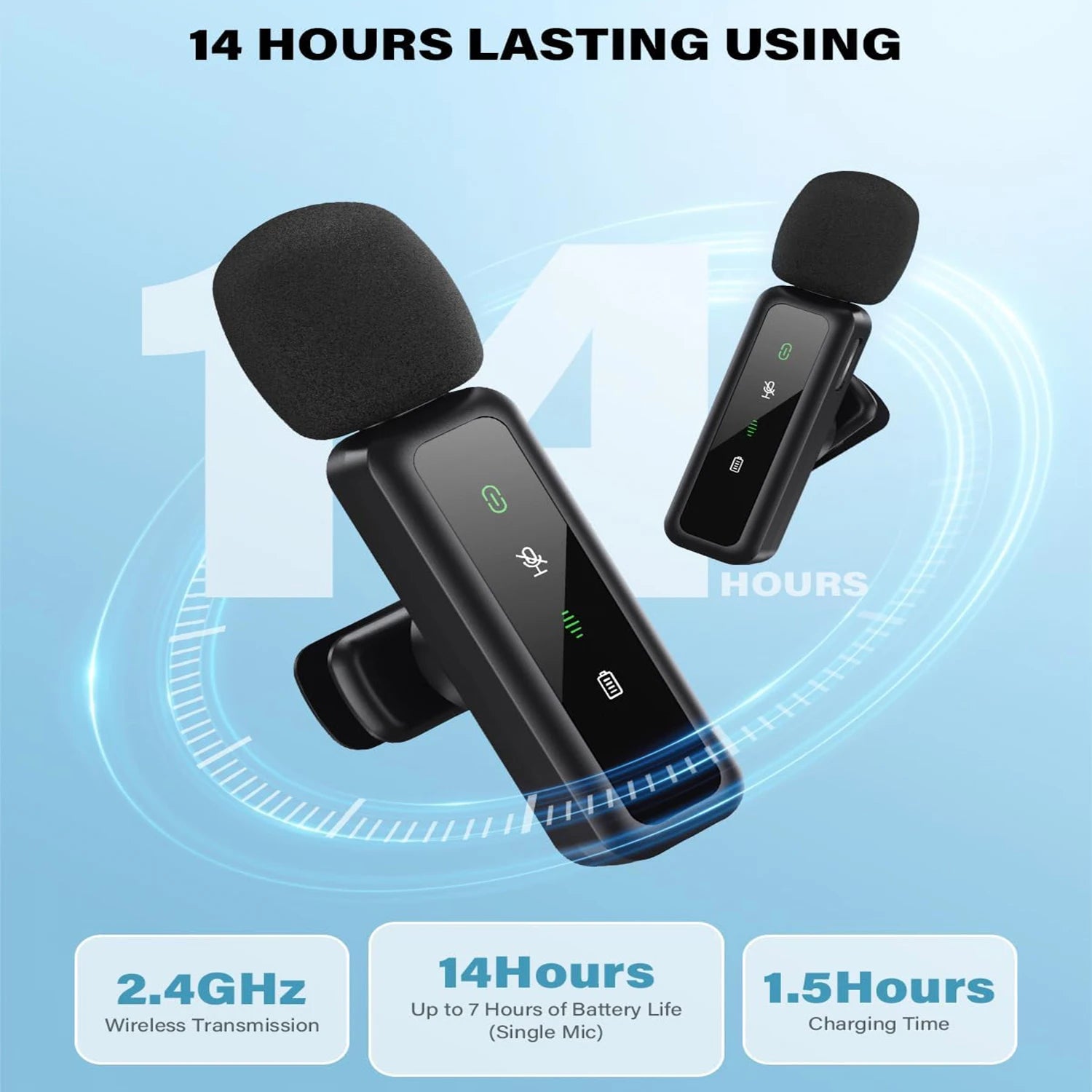 Wireless Lavalier Microphone For iPhone Android PC Audio Video Recording Noise Cancelling Clip-on Mics For Vlog Tiktok YouTube