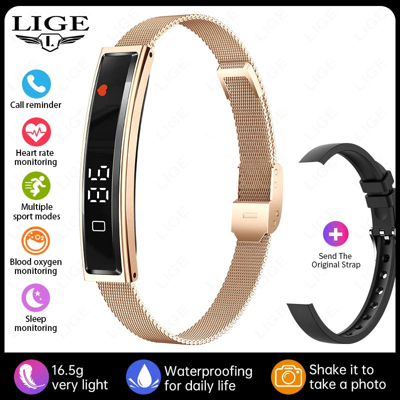 LIGE New Fashion Women Smart Bracelet Sport Mode Fitness Tracker Heart Rate Health Monitoring IP68 Waterproof Smart Watch Men