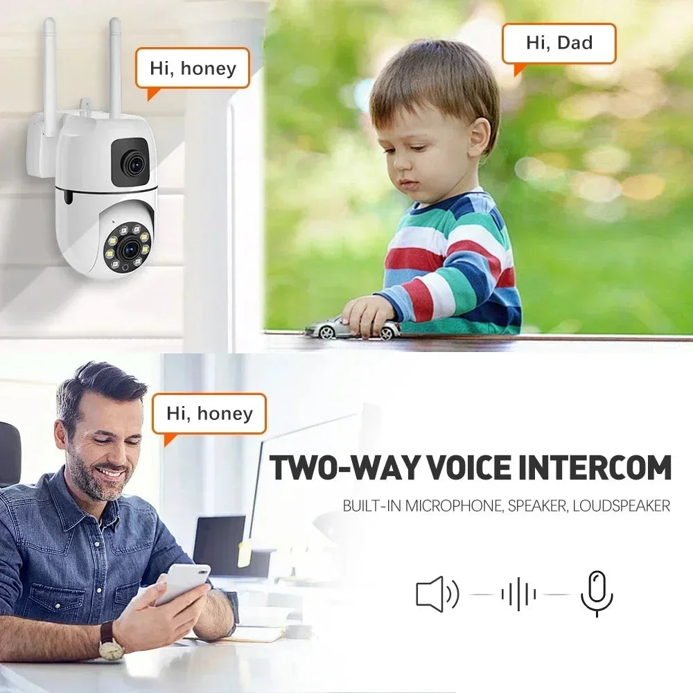 8MP HD IP Wifi Camera Dual Lens Security Wireless Outdoor Cameras PTZ Color Night Vision Home Baby Monitor Auto Motion Detection