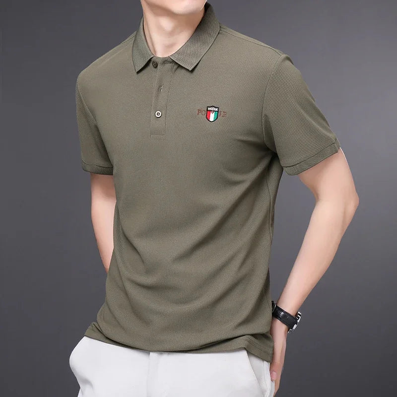 Men's Summer Embroidered Casual Fashion Short Sleeve POLO Shirt Comfortable Top