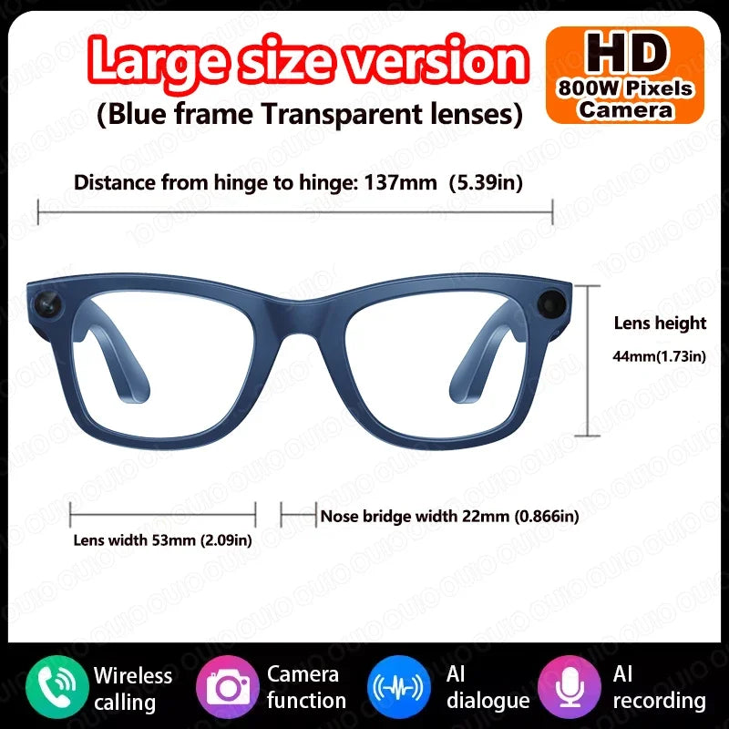 800W HD Camera Smart Glasses 1080P HD Video Recording Wi-Fi Transmission AI Voice 32GB Memory Used While Charging Smart Glasses