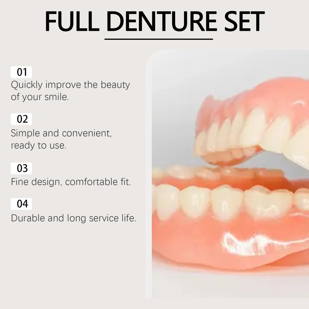 Adult Adjustable Dentures Teeth Set Decorate Gaps Orthodontic Portable Fake Tooth Repairing Upper Lower Veneers Soft Denture Kit