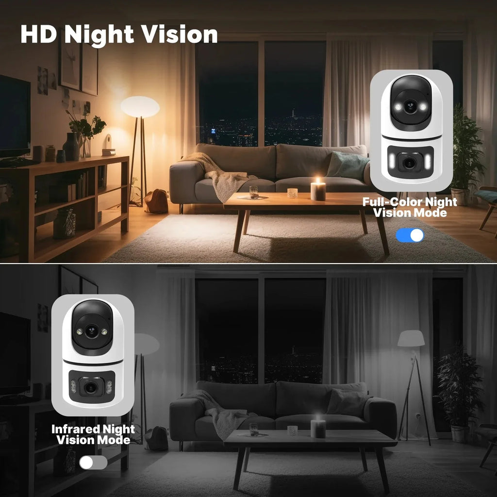 YOOSEE 8MP Indoor Smart WiFi IP Camera Dual Lens Screen Motion Detection Auto Track Two-Way Audio Onvif PTZ Security Camera CCTV