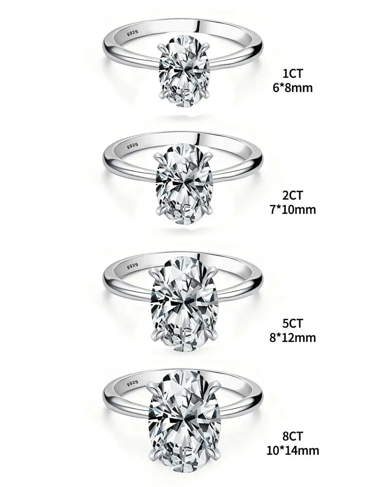 925 Sterling Silver Luxury Shiny 1-8CT Zircon Engagement Ring Wedding Band For Women Promise Eternity Ring Fine Jewelry Gift