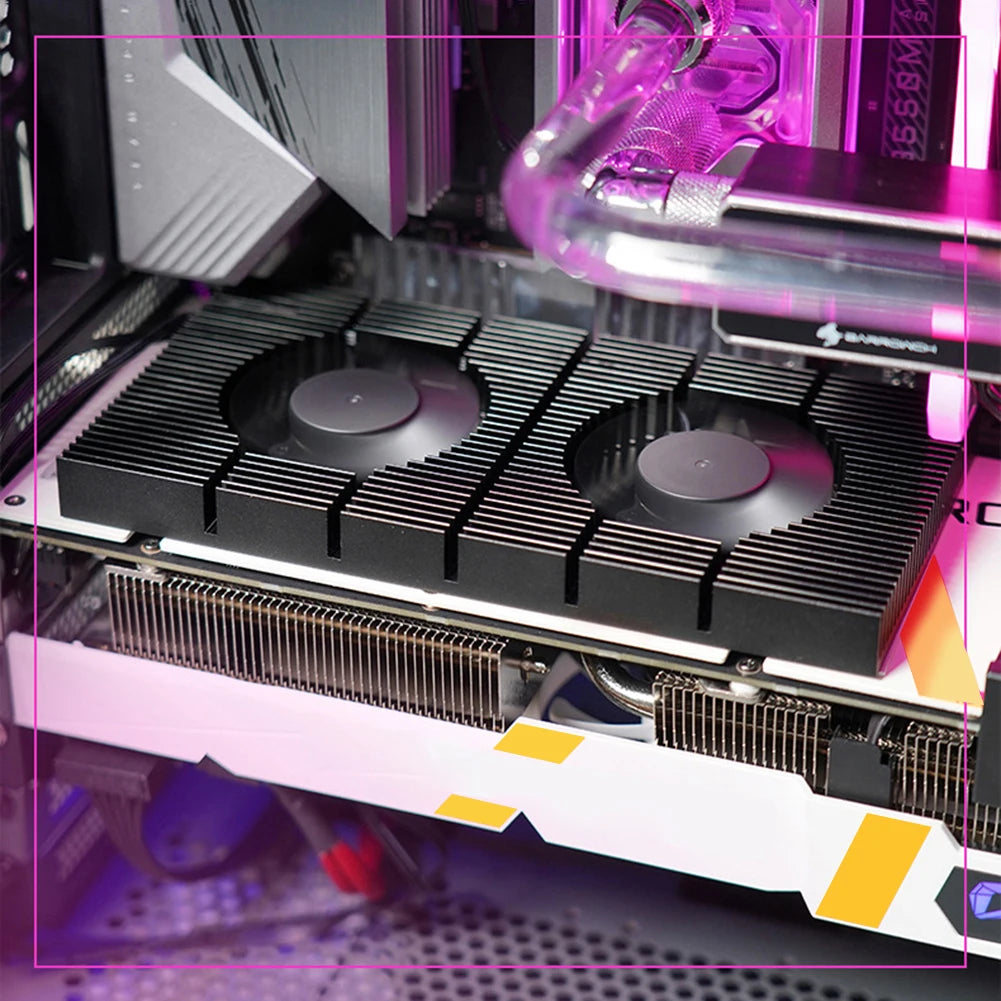 Graphics Card Backplane Heatsink GPU Backplane Radiator Dual Fan Video Memory VRAM Radiator Panel for RTX 3090 3080 3070 Series