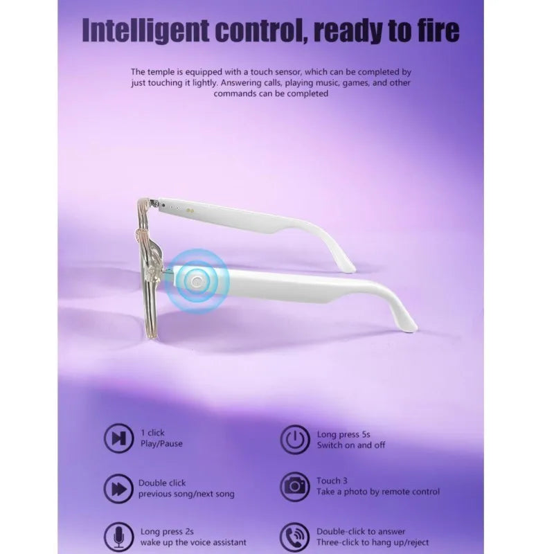 2025 GS03 Smart Glasses BT5.3 Bluetooth Glasses Smart Touch Audio Music Calling Remote Camera AI Voice Assistant  for Men Women