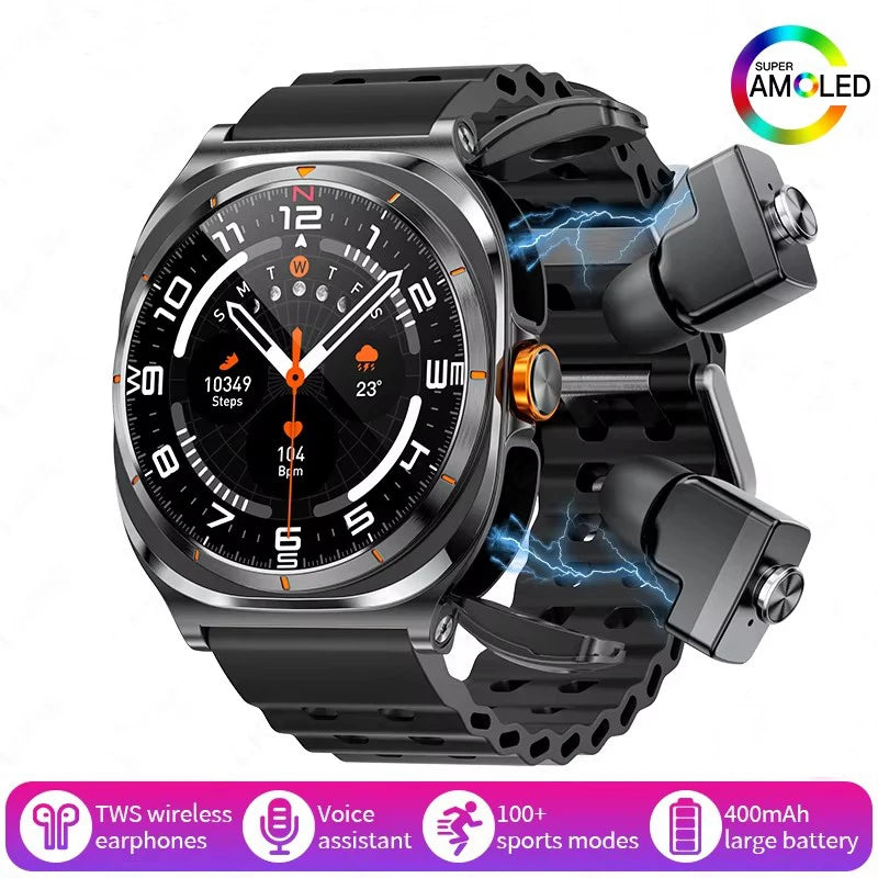 2025 New Smartwatch 2 In1 Headset Features Bt Call Health Detection, Ip67 Water Resistance, Gps Positioning, Sports Mode Watch