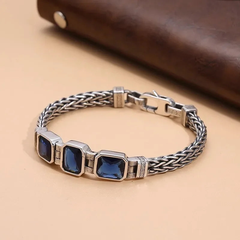 New Fashion Bracelet Silver Color Couple's Handmade Woven Bracelet Made Old 5MM Vintage Bracelet Men's Personalized Jewelry