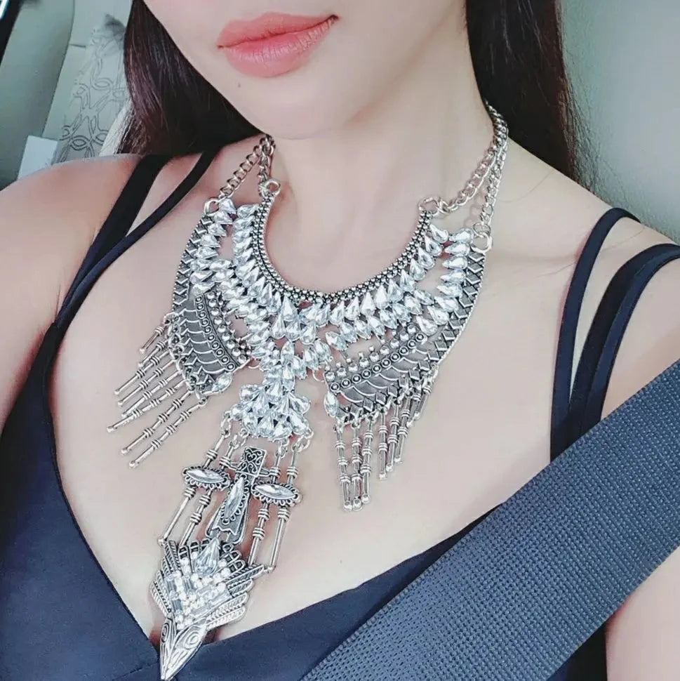 2025 New Fashion Vintage Indian Statement Necklace Women Jewelry Maxi Long Big Chunky Boho Ethnic Large Collar Choker Necklace