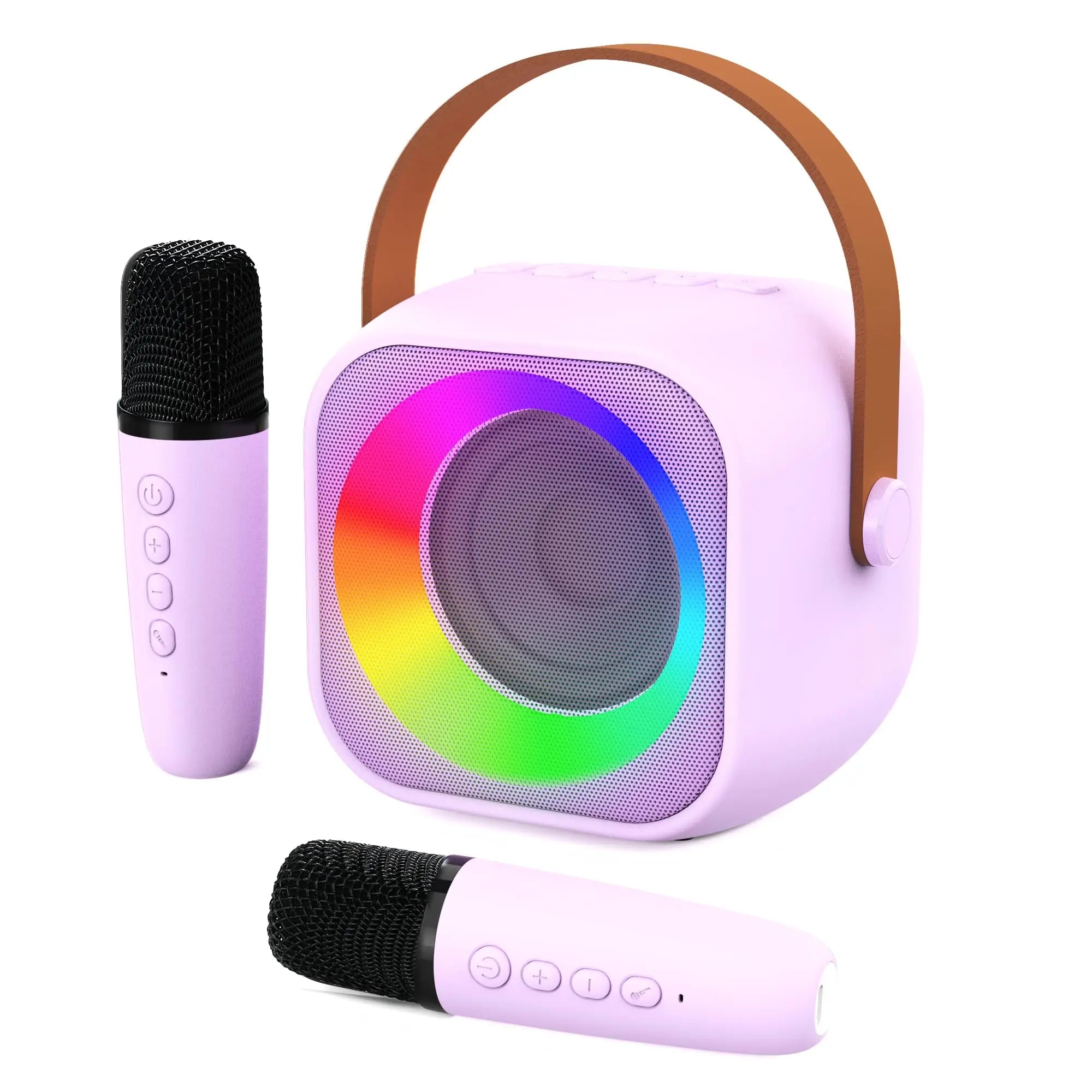 Haomuren Portable Karaoke Machine with Wireless 1 or 2 Microphone Mini Bluetooth Speaker for Children Singing Family Party Gift