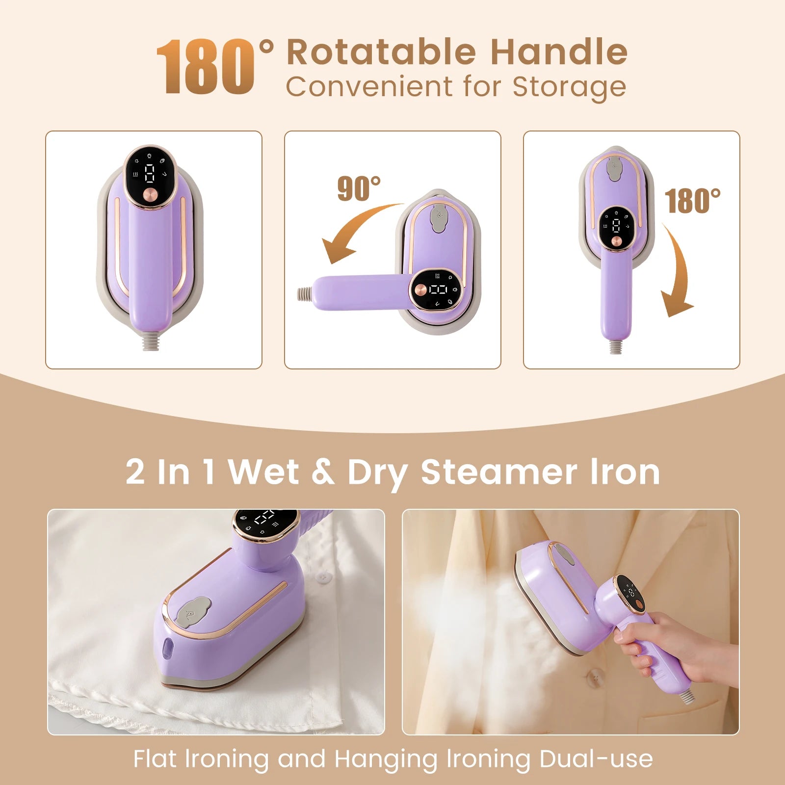2-in-1 Mini Garment Steamer Handheld Steam Iron Portable Home Travelling For Clothes Ironing Wet Dry Ironing Machine 110V/220V
