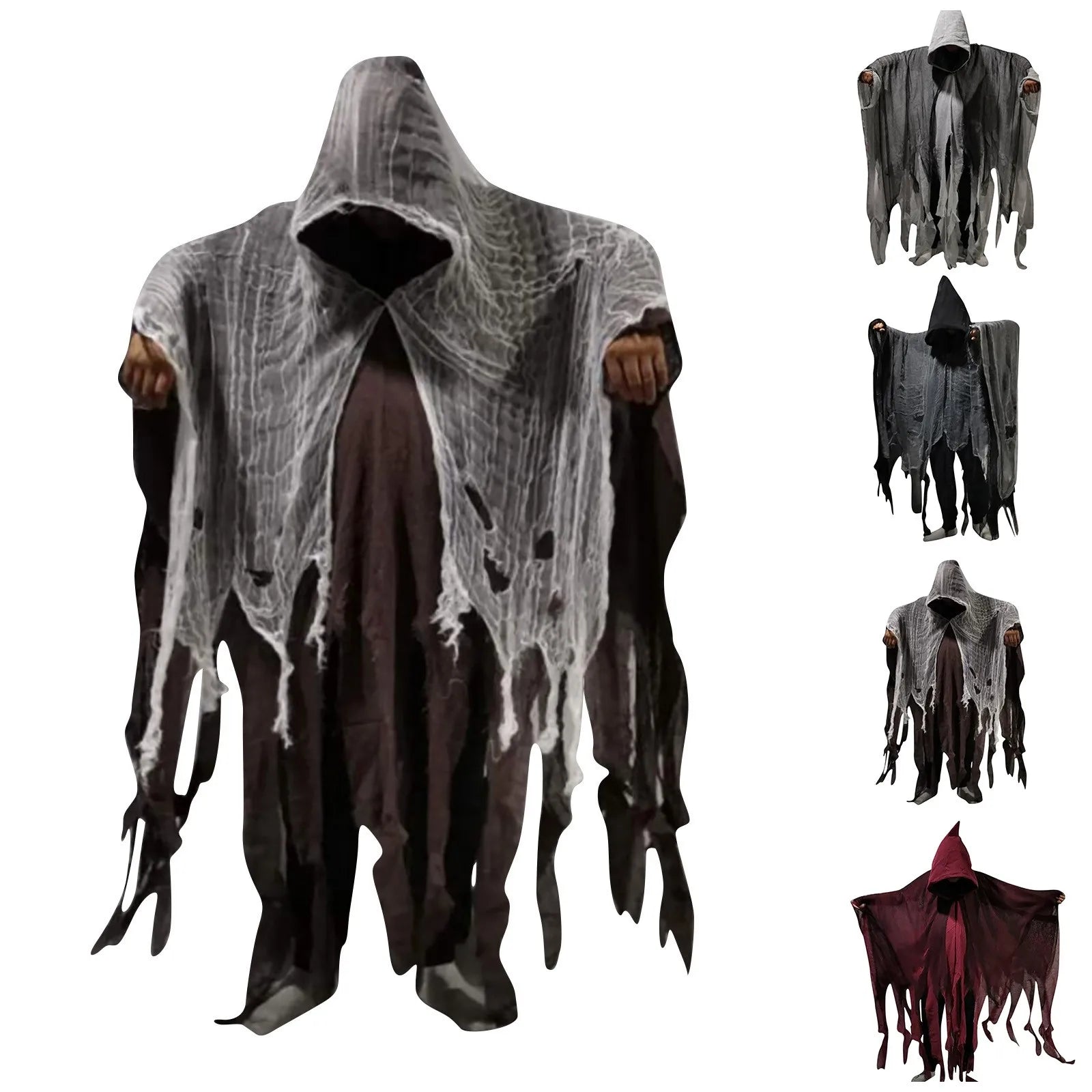 Halloween Skull Skeleton Cosplay Costume Halloween Ghost Costume Cosplay Adult Death Cloak Horror Zombie Tattered Hooded Capes