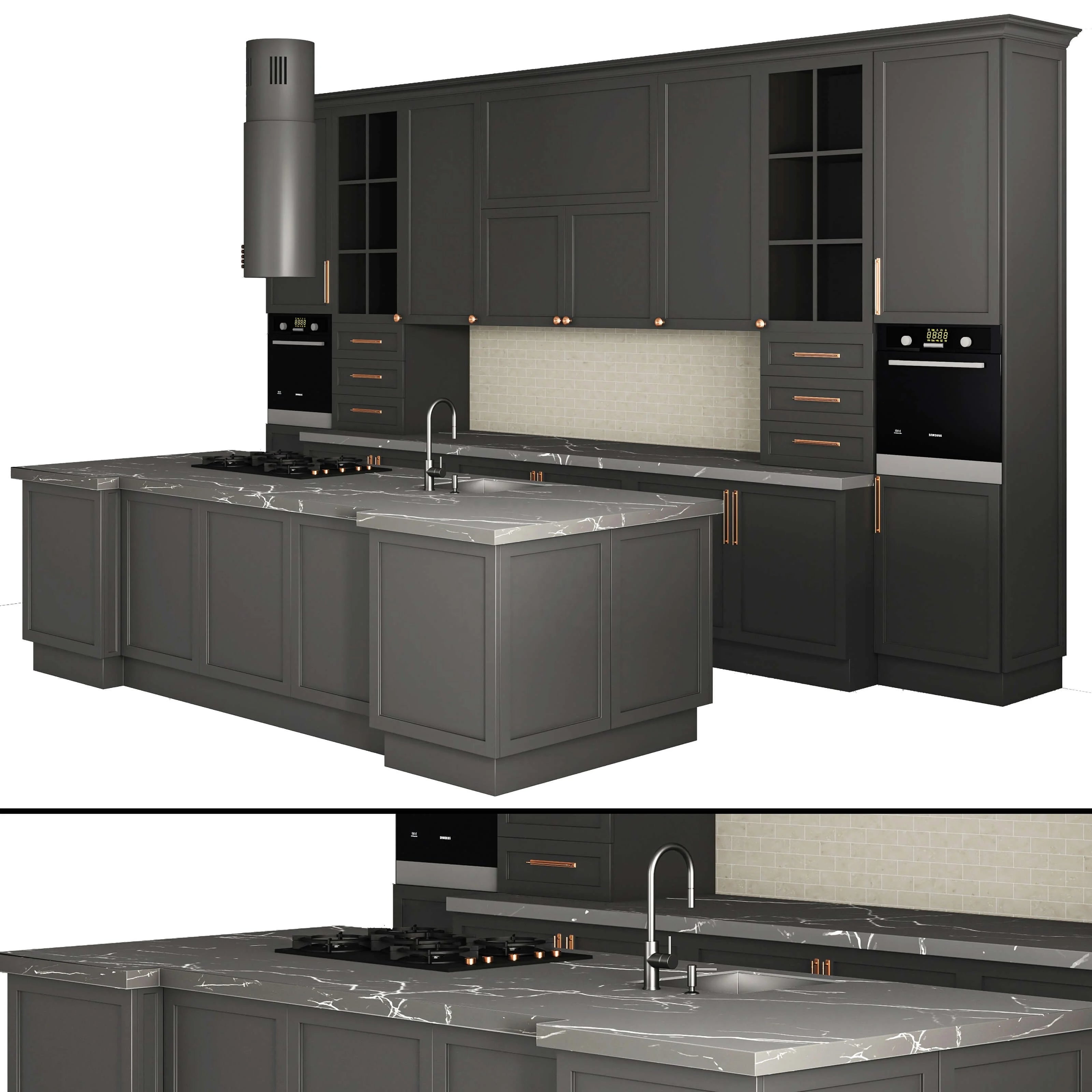 Cabinet, Solid Wood, Kitchen Cabinet, PVC Material, with Sink Design, Luxury Style, Popular Product
