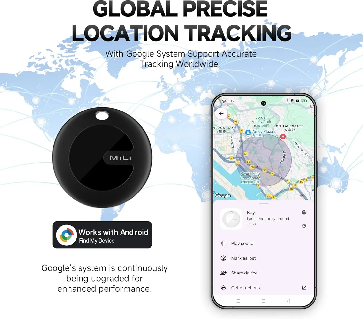 MiLi Tracker Device For google Find My Tracking iTag Bluetooth Locator Anti-Lost Device Smart Bluetooth Tracker Android System