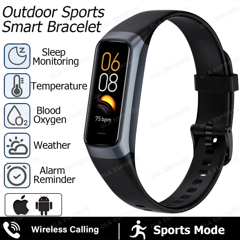 Men Women Health Smart Bracelet All-day Heart Rate Monitoring AMOLED Screen Fitness Clock Sports Smart Wristband Message Preview