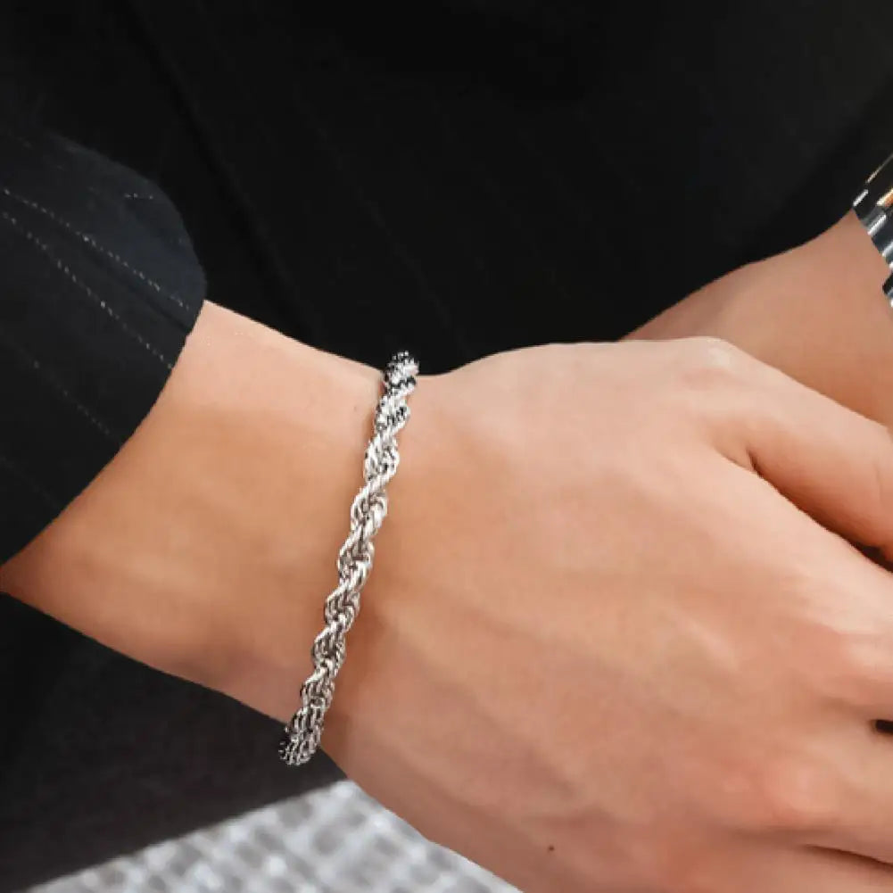 Elegant Men Women Bracelet Silver Plated Twisted Chain Bracelet Bangle Jewelry Party Fashion Gift