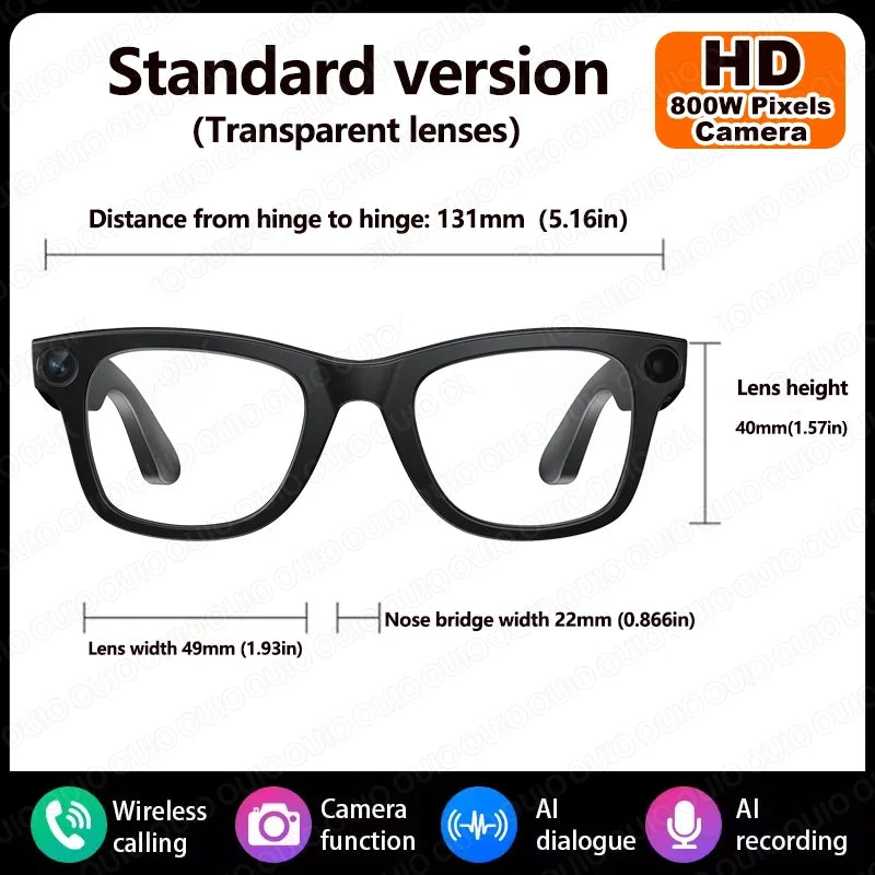 2025 New WiFi Transmission Smart Glasses Anti Shake 1080P HD Video Recording 32GB Memory Al Voice Wireless Calling Smart Glasses