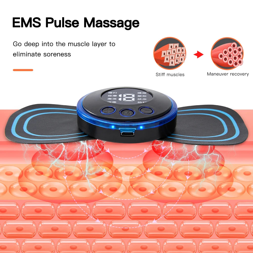 EMS Neck Massager Electric Muscle Stimulator Cervical Sticker Massage Patch Low Frequency Pulse Masajeador Pads Body Pain Relief
