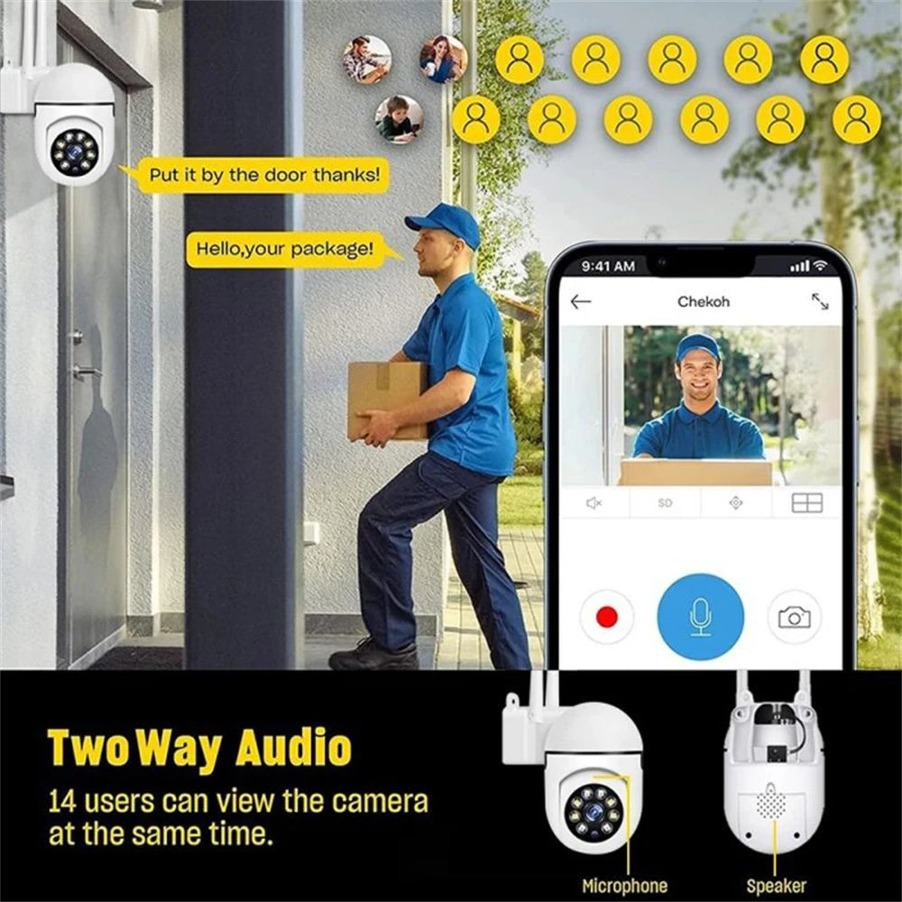8MP Wifi Surveillance Camera Wireless Security PTZ IP Camera Color Night Vision AI Human Tracking CCTV Camera 4X Digital Zoom