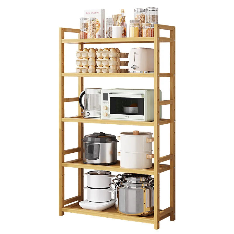 Kitchen Storage Ra Countertop Cabinet Multi-layer Partition elf Spice Microwave Pot Storage Organizer Bamboo Material