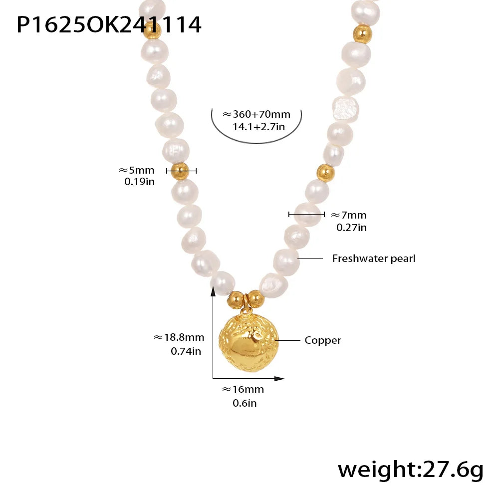 Gorgeous Necklace for Women Fresh Water Pearl Copper Gold Plated Pendant Chain Fashion Luxury Jewelry Gift