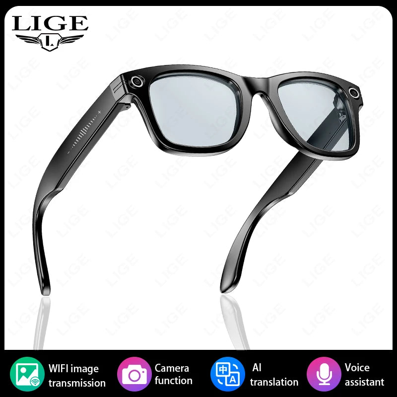LIGE New Smart Glasses with Light-Adaptive Lenses AI Intelligent Interactive Translation Photography Video Smart Sunglasses 2025