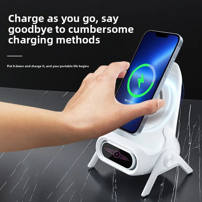 Universal Wireless Charger - Auto-Sensing Phone Stand with Speaker, Desktop/Holder for All Brands