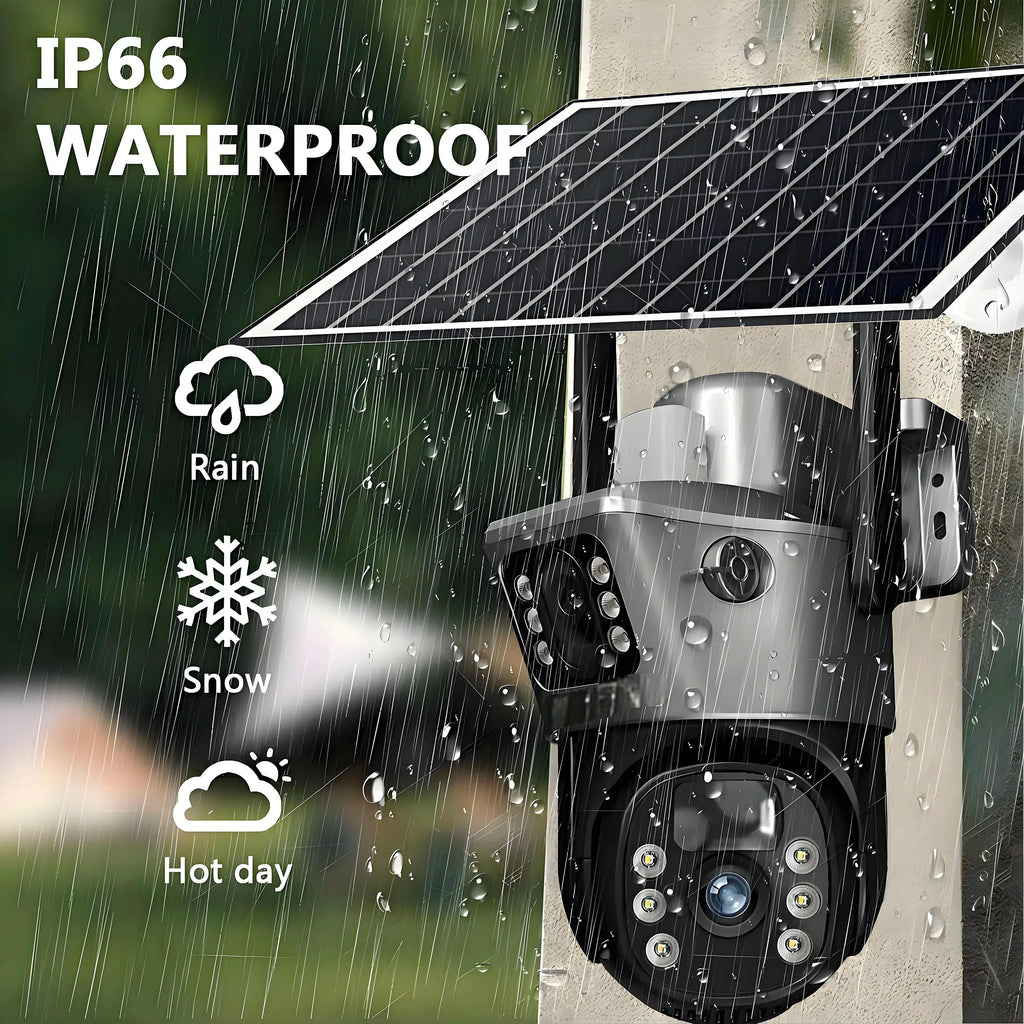 V380 Solar Camera 4K 4G Sim 8MP Dual Lens Wireless WiFi Monitoring Camera PIR Mobile Detection Outdoor Safety Waterproof Camera
