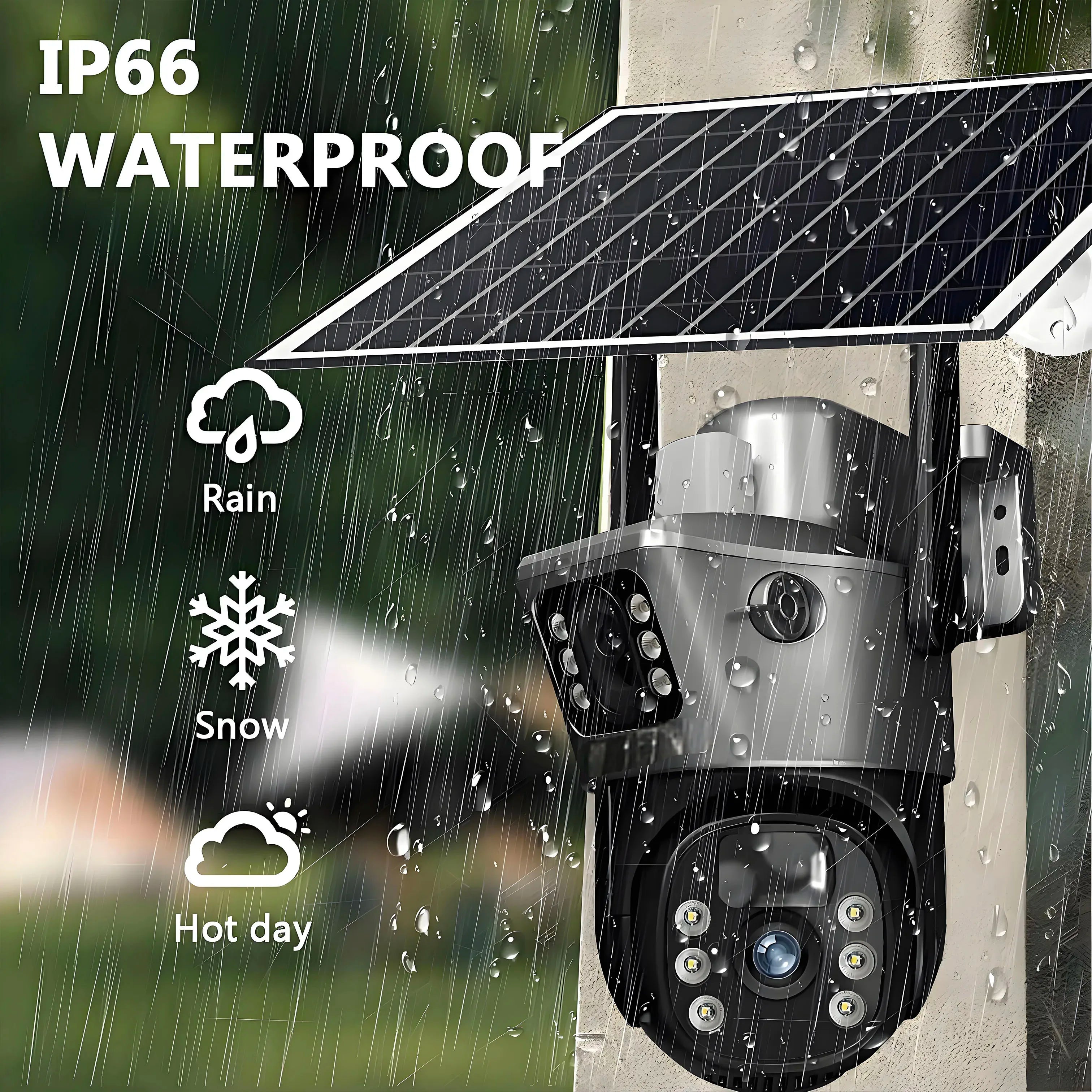 V380 Solar Camera 4K 4G Sim 8MP Dual Lens Wireless WiFi Monitoring Camera PIR Mobile Detection Outdoor Safety Waterproof Camera