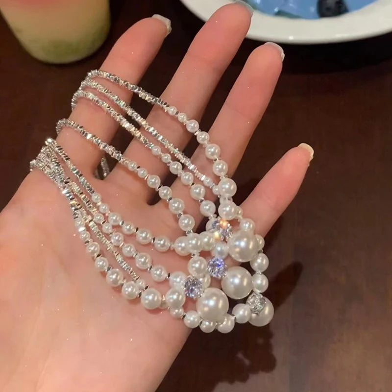 Fashion Advanced Sense Pearls Necklace For Women Girls Simple Pearl Pendant Clavicle Chain Party Jewelry Accessories Gifts