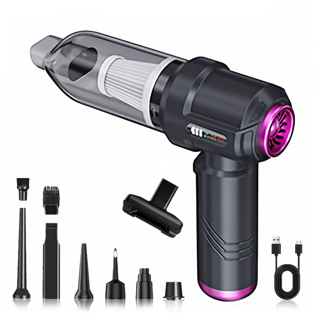 16000PA Vacuum Cleaner Multi Brushes Nozzles Strong Blowing Suction Deflation Inflation Air Duster Portable Car Vacuum Cleaner