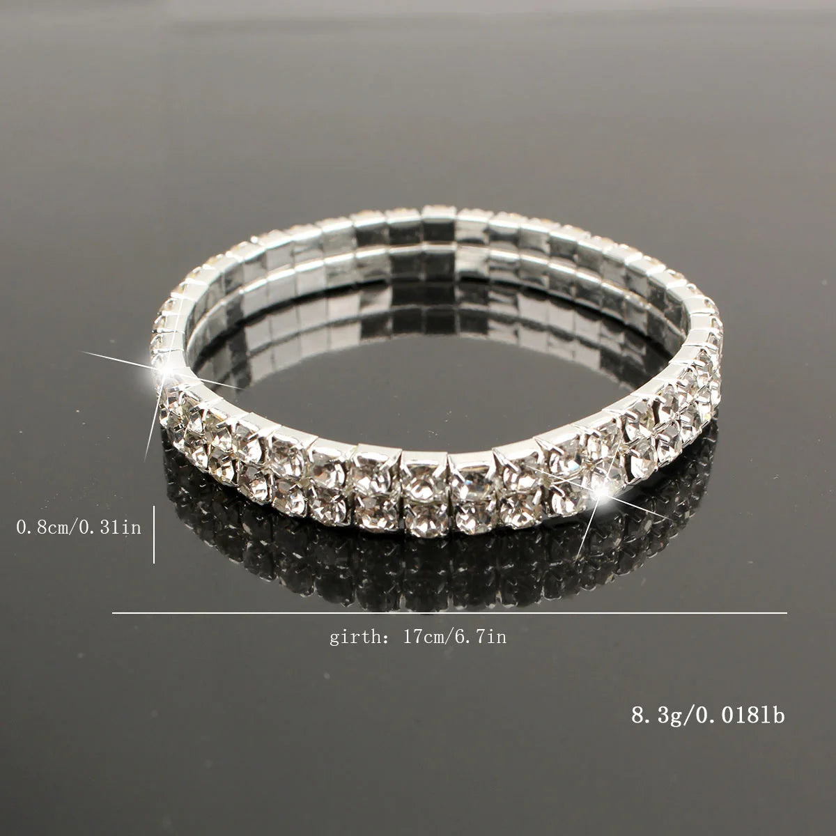 Double Row Elastic Bracelet Simple Temperament Crystal Bride Pulseira Bling Bangle for Women Men Jewelry Wedding Christmas Gift