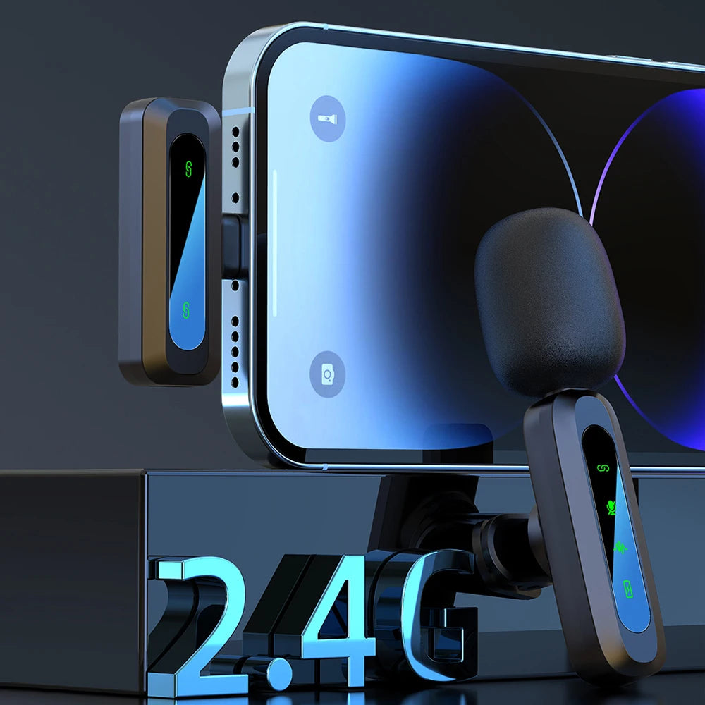 Lavalier Microphone Audio Video Recording 2.4G Wireless Mini Microphone for iPhone Android Phone for Live Broadcast Game Mic