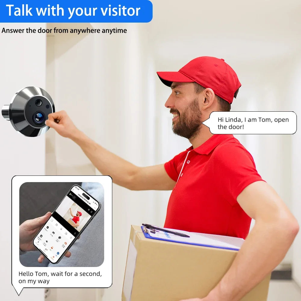 5MP Tuya Smartlife Home Doorbell Cat Eye Camera PIR Motion Detection Wifi Doorbell Night Vision Peepholes 4.3 Inch Baby Monitor