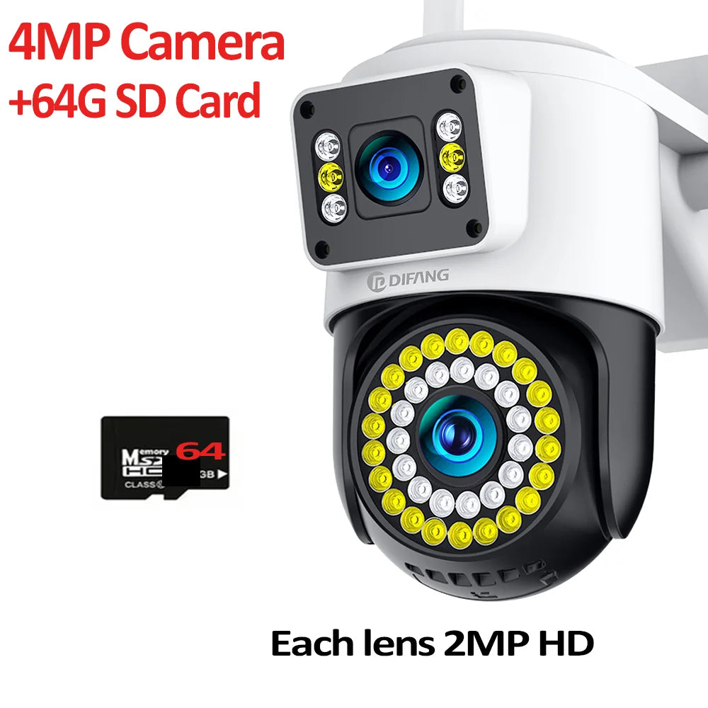 4K 8MP WiFi Camera Outdoor Dual Lens Dual Screen CCTV Security Protection Ai Tracking  Street Cam Surveillance Yoosee