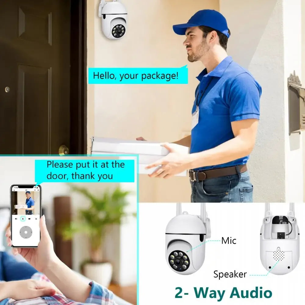 5MP Tuya APP WiFi PTZ Camera Indoor Auto Tracking Surveillance Camera Color Night Vision Two Way Audio Baby Monitor Mini Camera