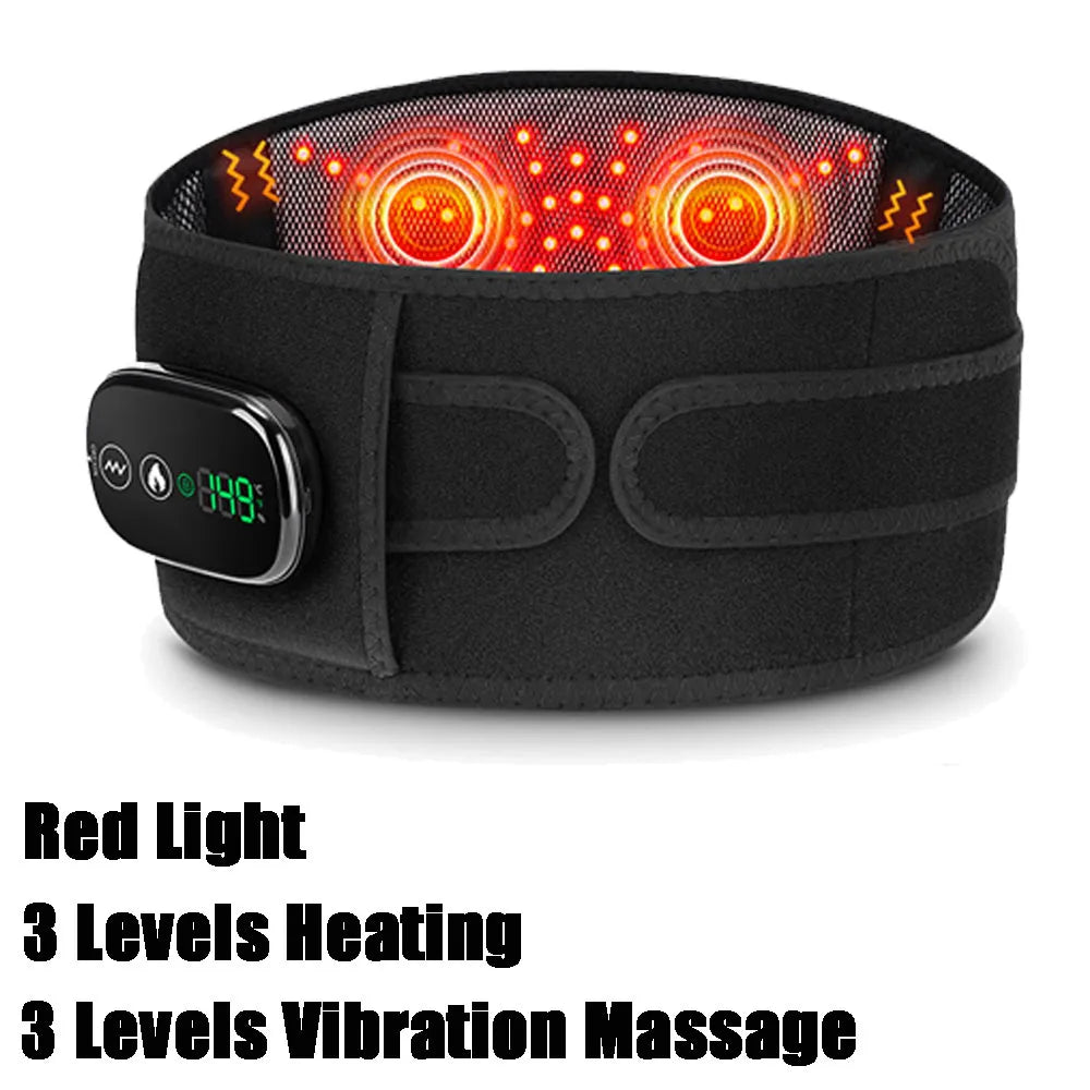 Infrared Heating Waist Massager Electric Belt Vibration USB Charge Red Light Hot Compress Lumbar Back Support Brace Relaxation